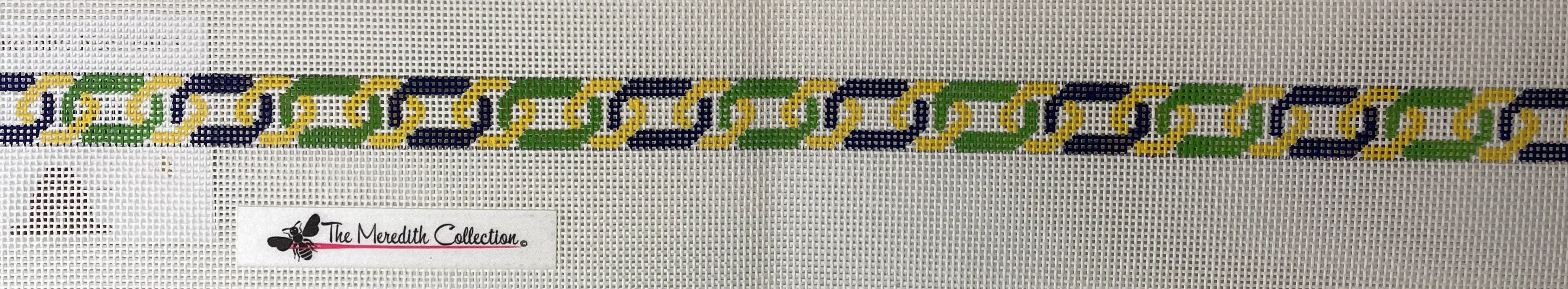 * The Meredith Collection 169 Interlocking Chain belt- Kelly/Navy/Yellow