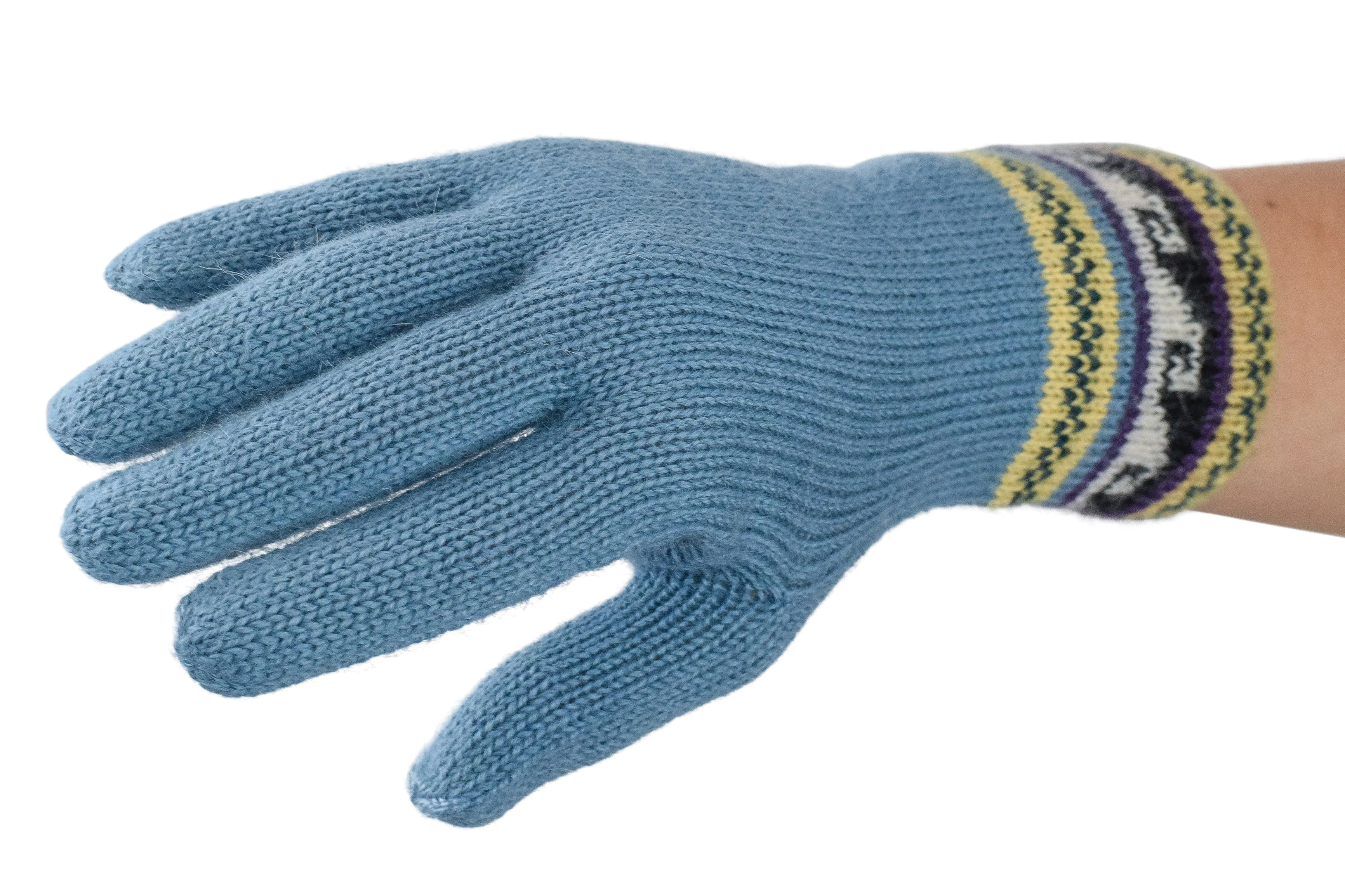 100% Alpaca Wool Gloves (Light Blue)