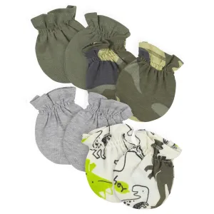 4-Pack Baby Boys Dinosaur No Scratch Mittens