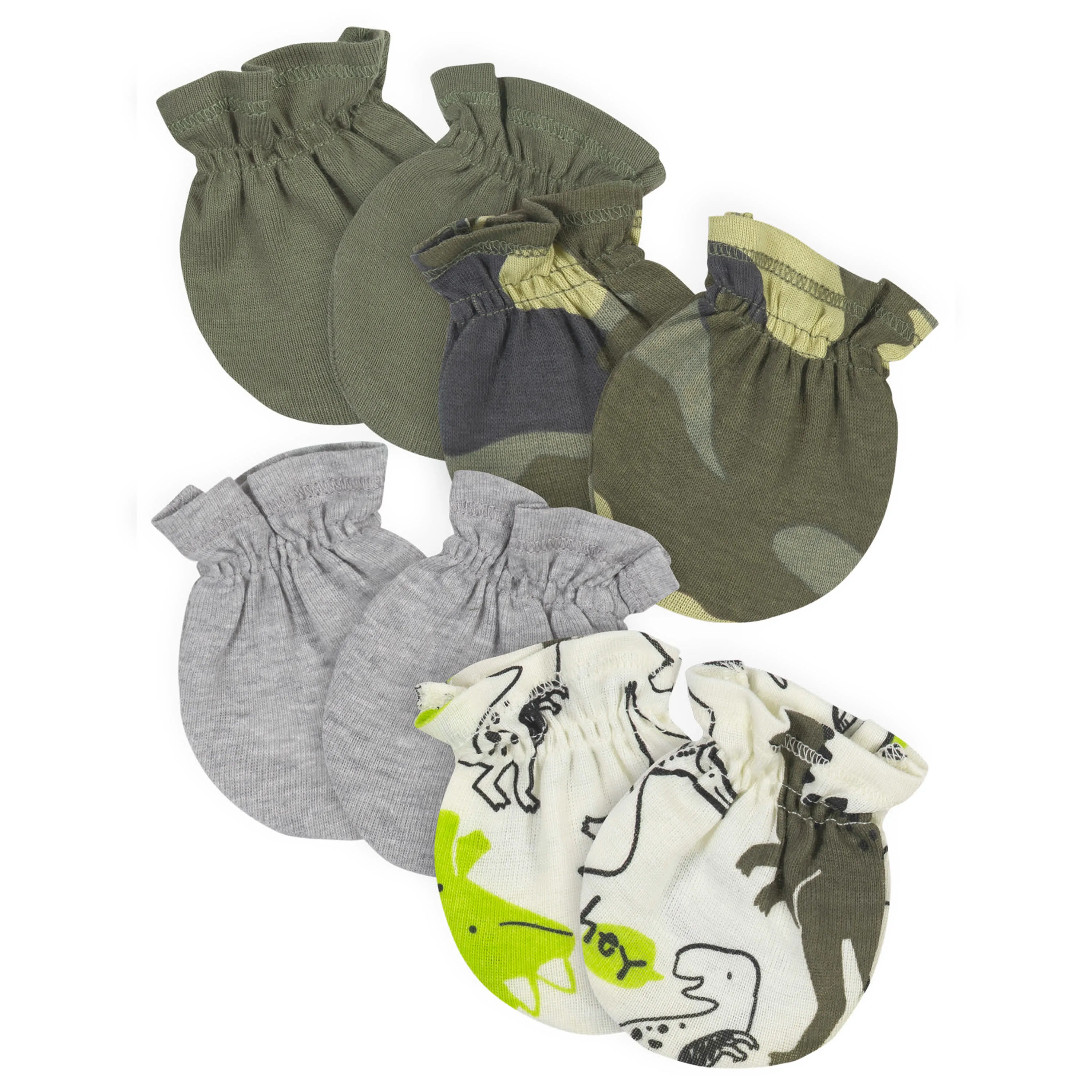 4-Pack Baby Boys Dinosaur No Scratch Mittens