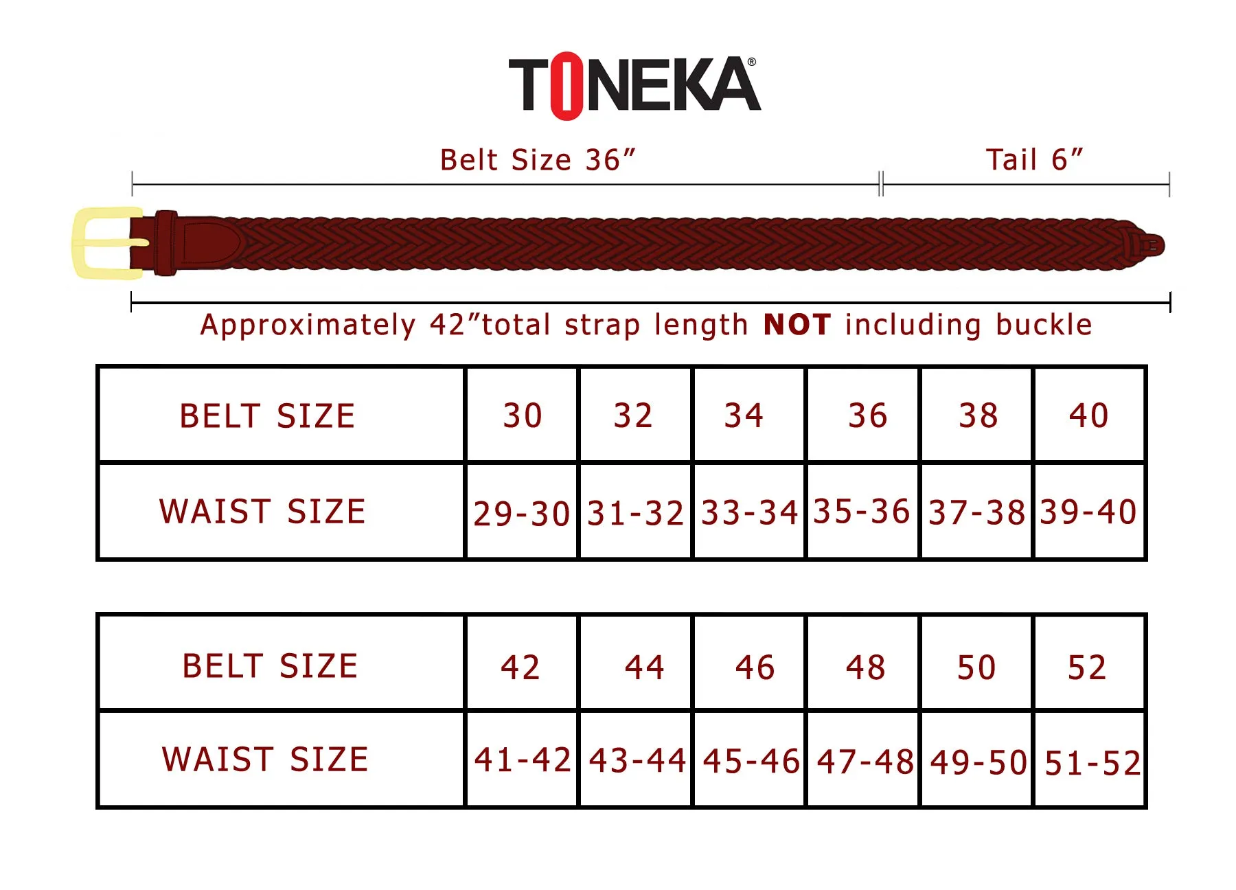 796 - Toneka Men's Woven Braided Leather Belt with Solid Brass Buckle