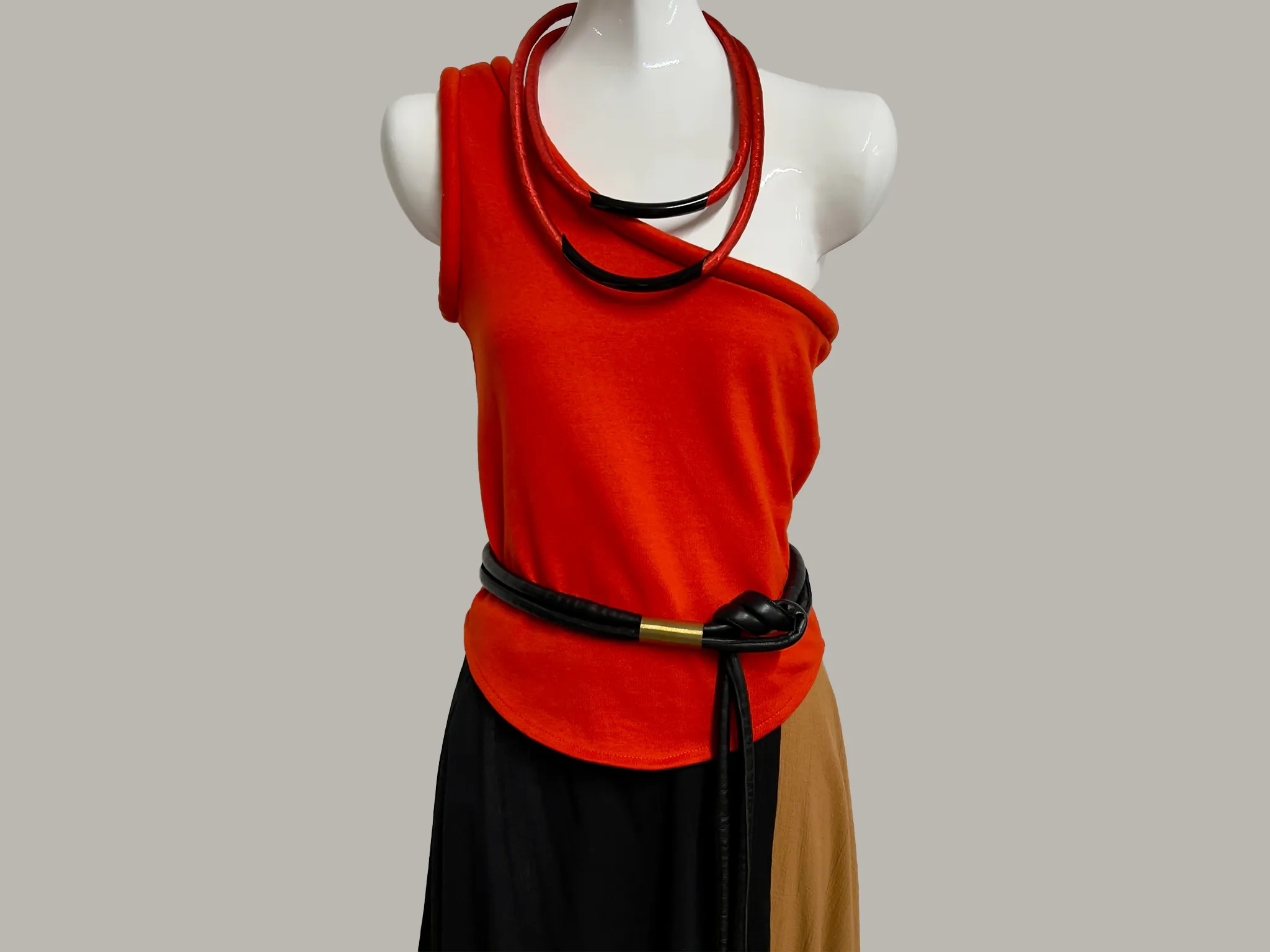 Abacus II Belt Black Leather & Brass