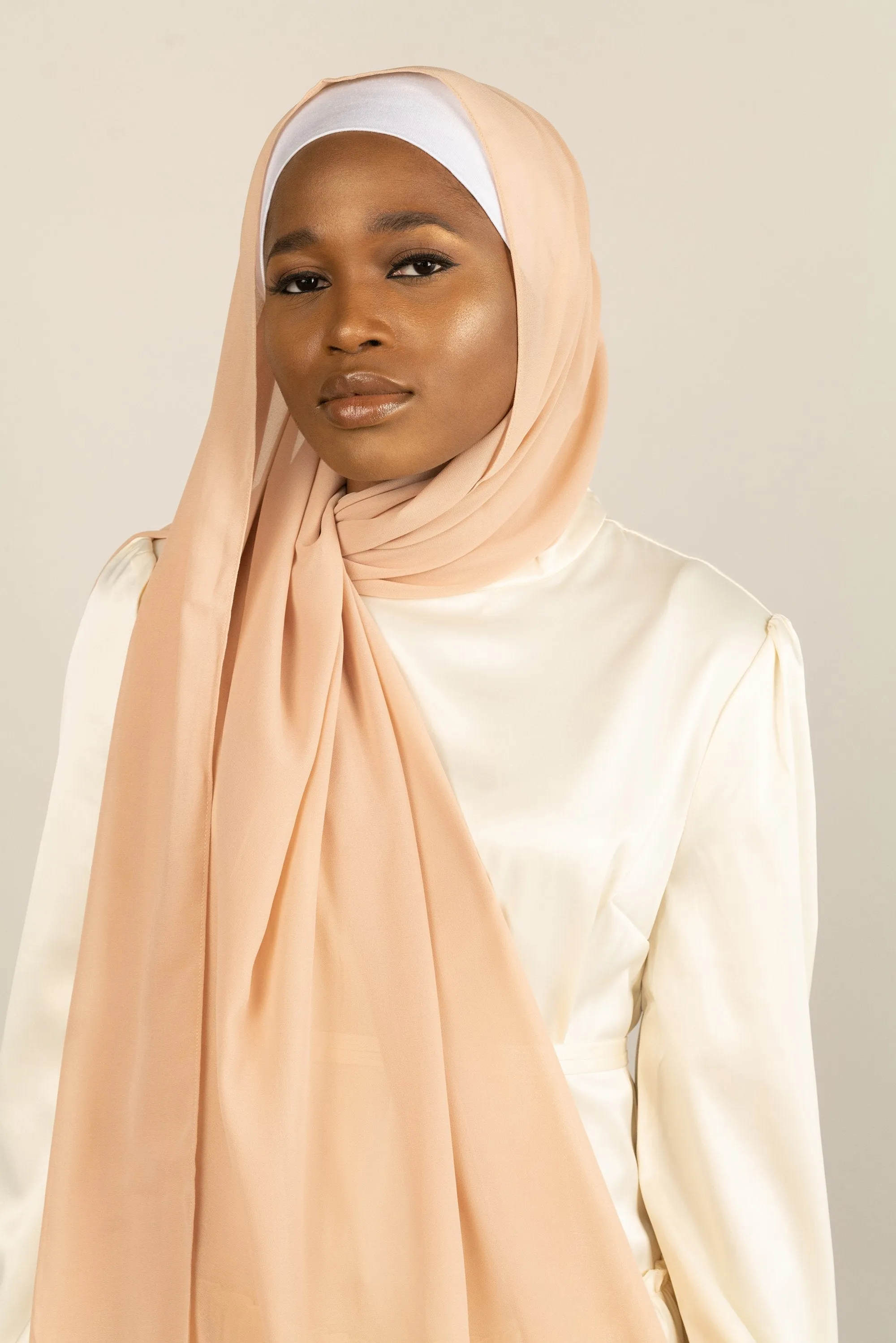 ALLURING ALMOND Georgette Chiffon Scarf