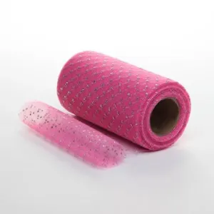 American Beauty Pink Tulle with Silver Glitter