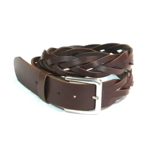 BB93C  1 1/2" Braided Belt- Brown