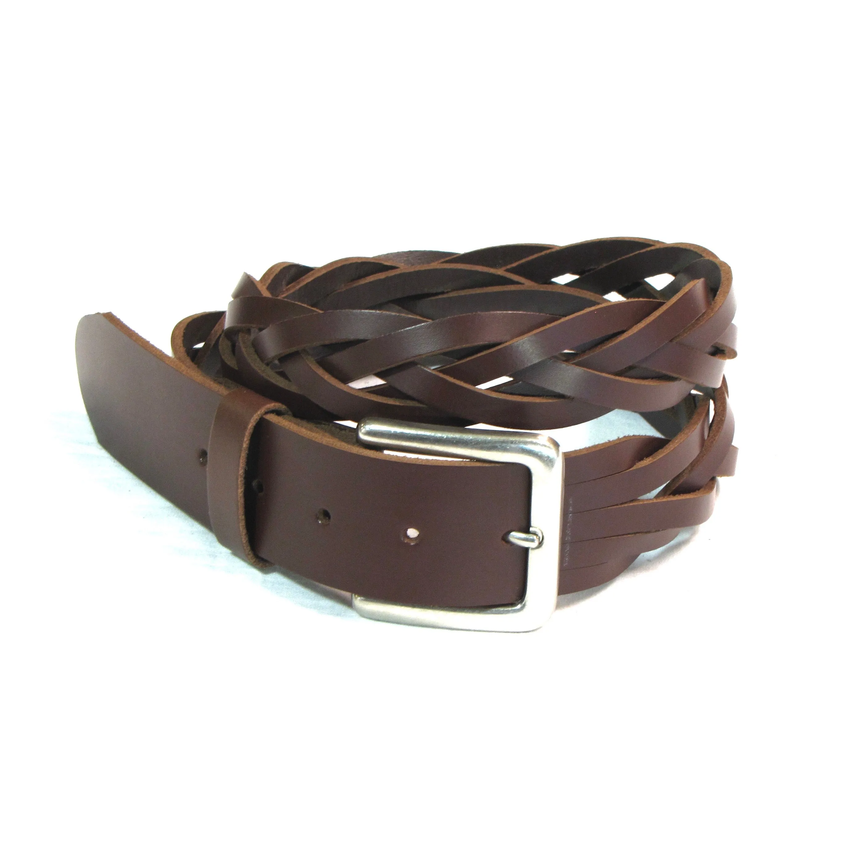 BB93C  1 1/2" Braided Belt- Brown