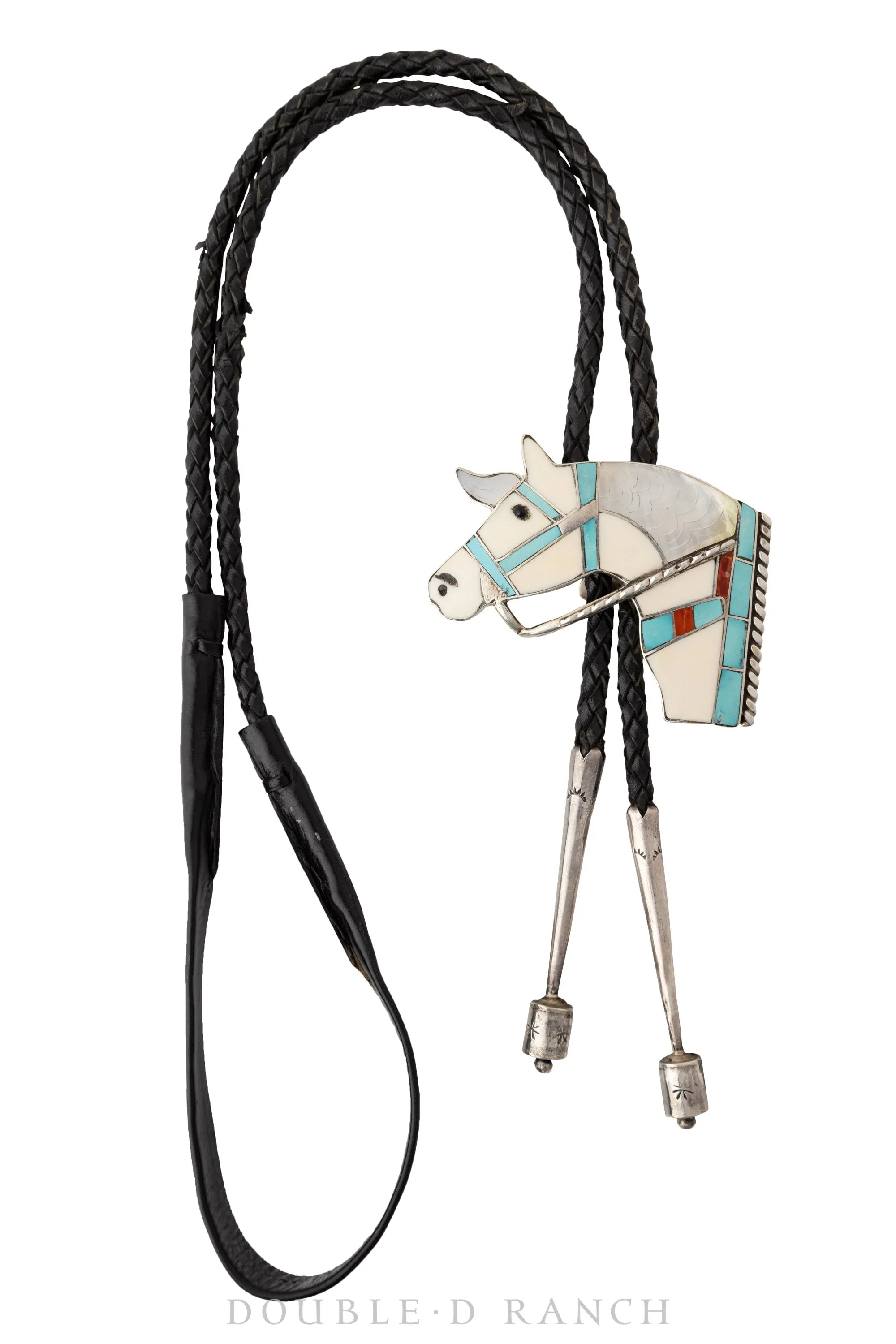 Belt & Bolo Set, Inlay, Multi Stone, Horse Profile, Palomino, Lincoln & Helen Zunie Hallmark, Vintage, 1752