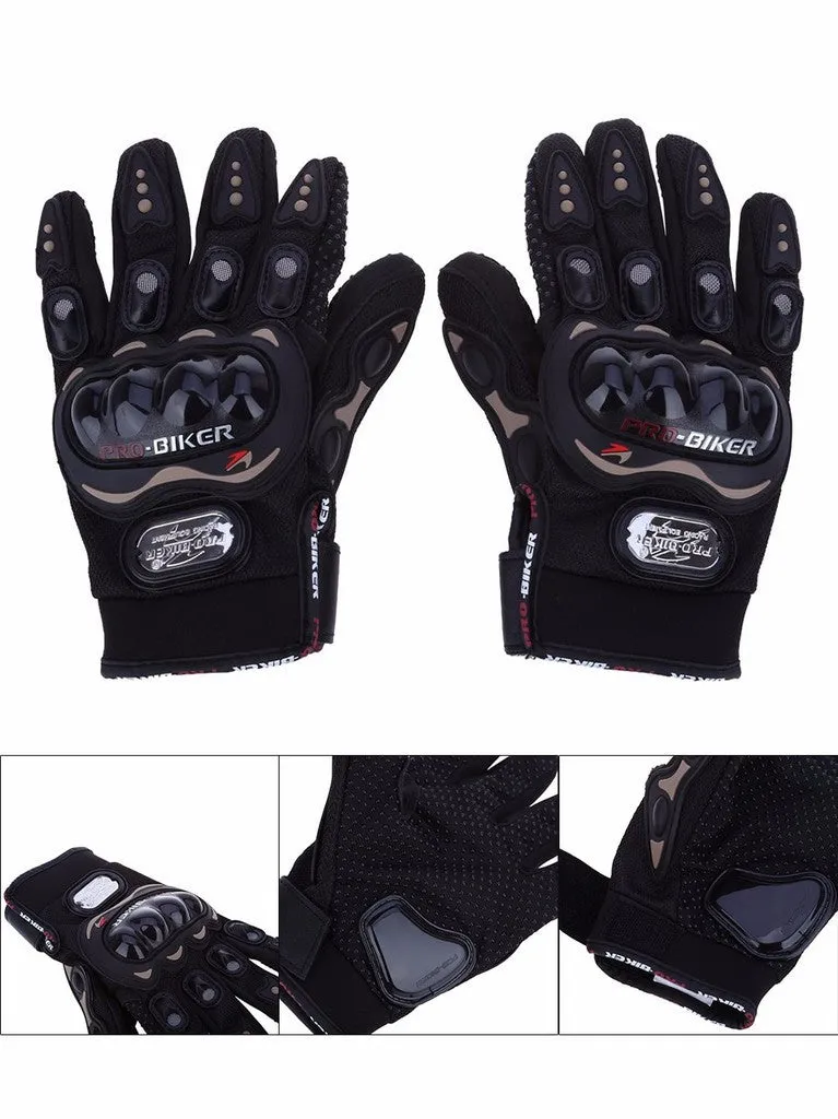 Biker Motorcycle Riding &Touring Hand Gloves Full Finger (Black)