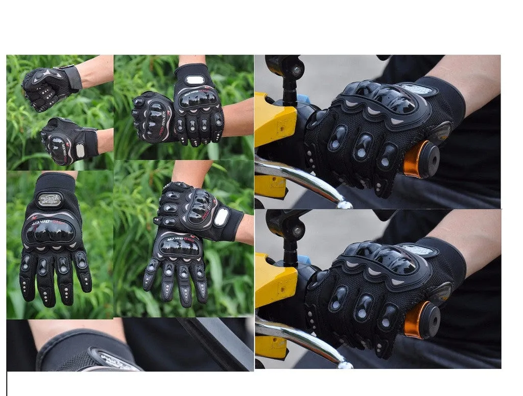 Biker Motorcycle Riding &Touring Hand Gloves Full Finger (Black)