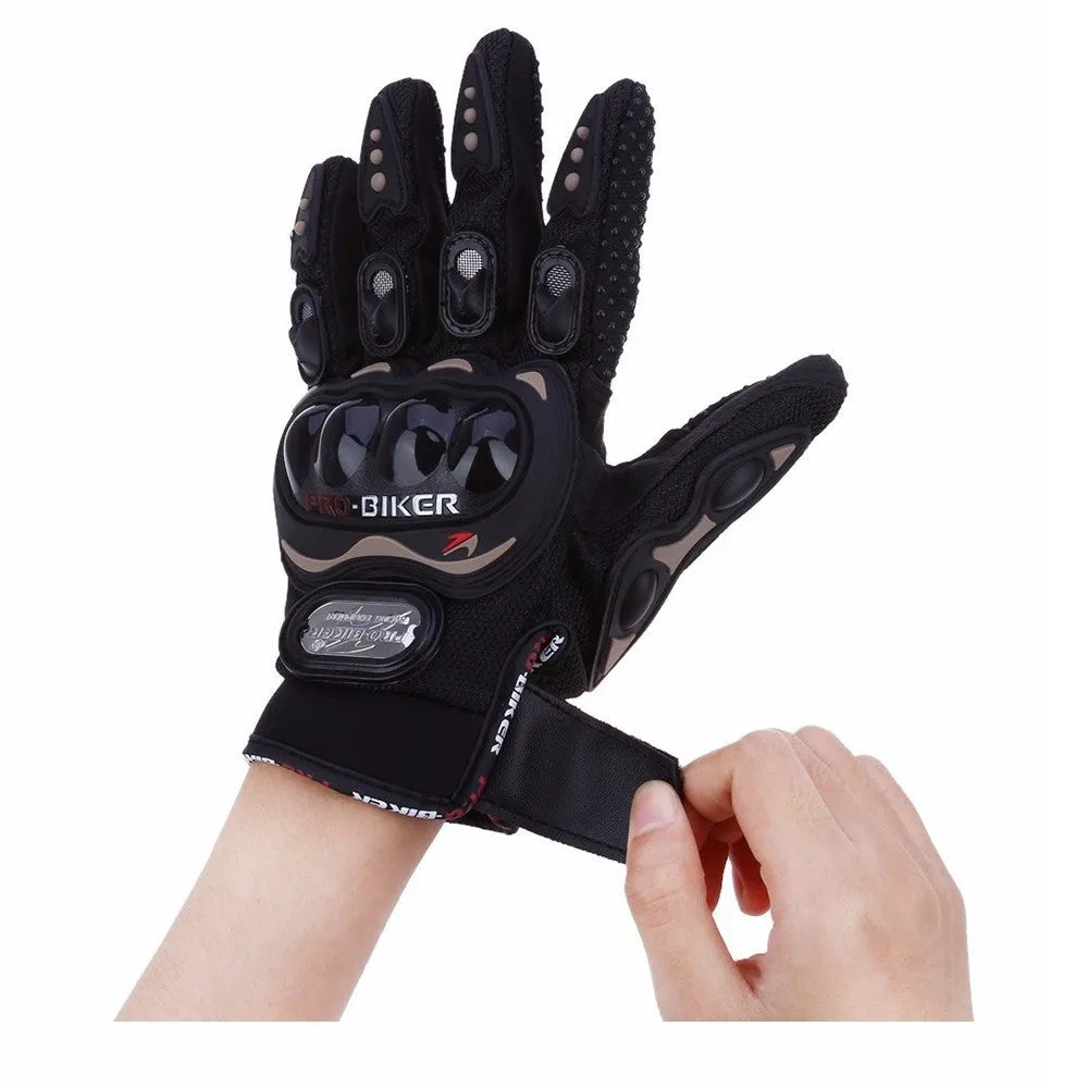 Biker Motorcycle Riding &Touring Hand Gloves Full Finger (Black)