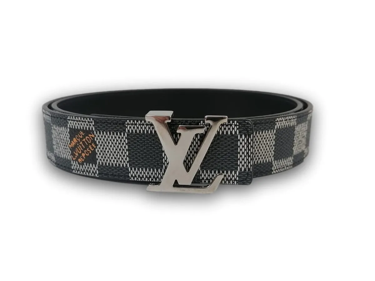 Black and White Damier LV Initiales Reversible Belt