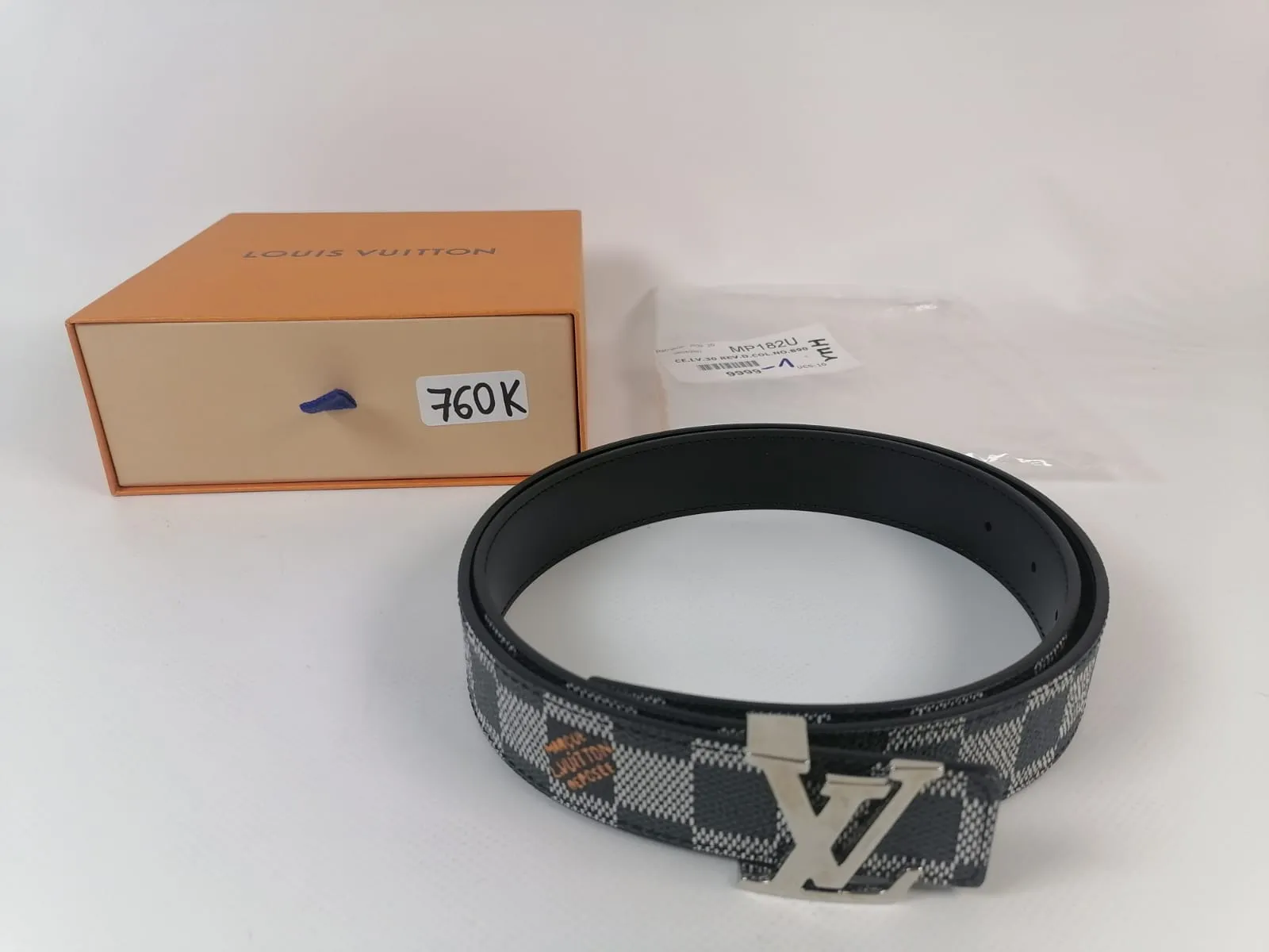 Black and White Damier LV Initiales Reversible Belt