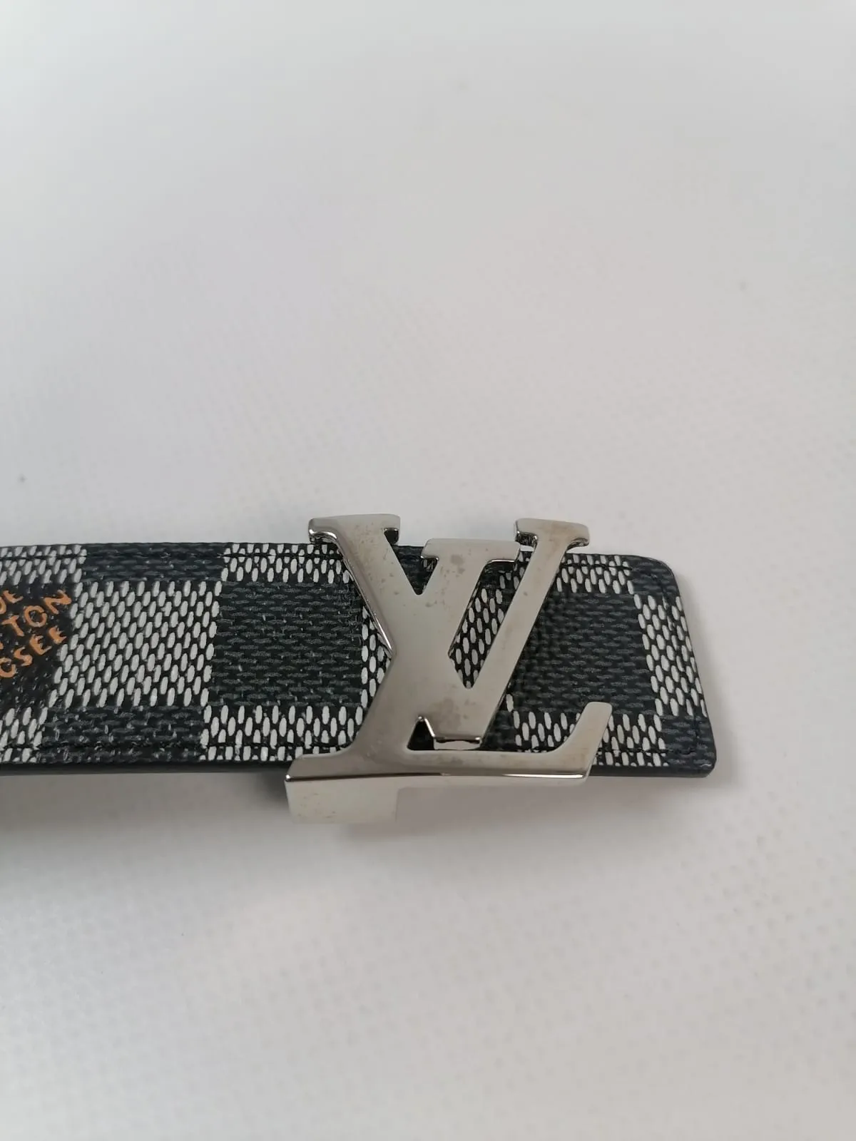 Black and White Damier LV Initiales Reversible Belt
