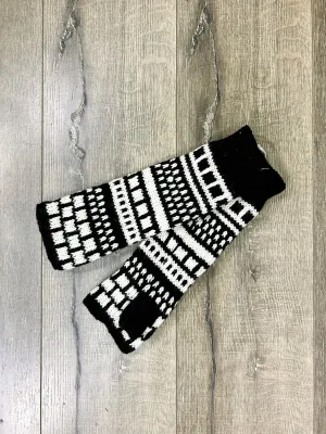 Black and White Wool Handwarmers