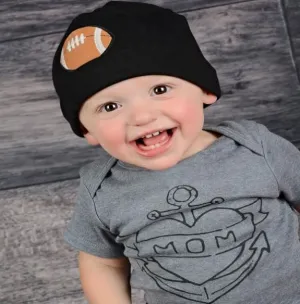 Black Applique Hat with Brown Football