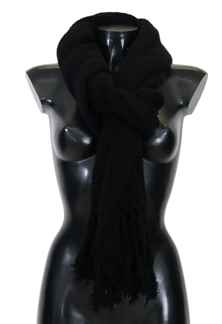 Black Cashmere Knitted Scarf
