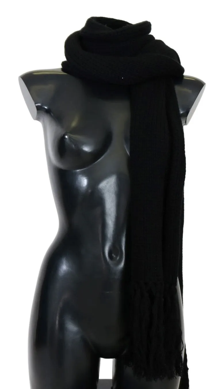 Black Cashmere Knitted Scarf