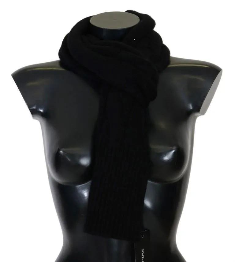 Black Cashmere Knitted Scarf