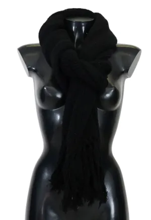 Black Cashmere Knitted Scarf