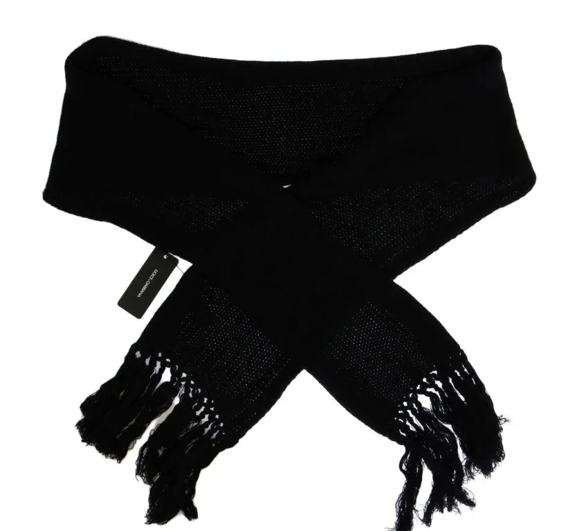 Black Cashmere Knitted Scarf