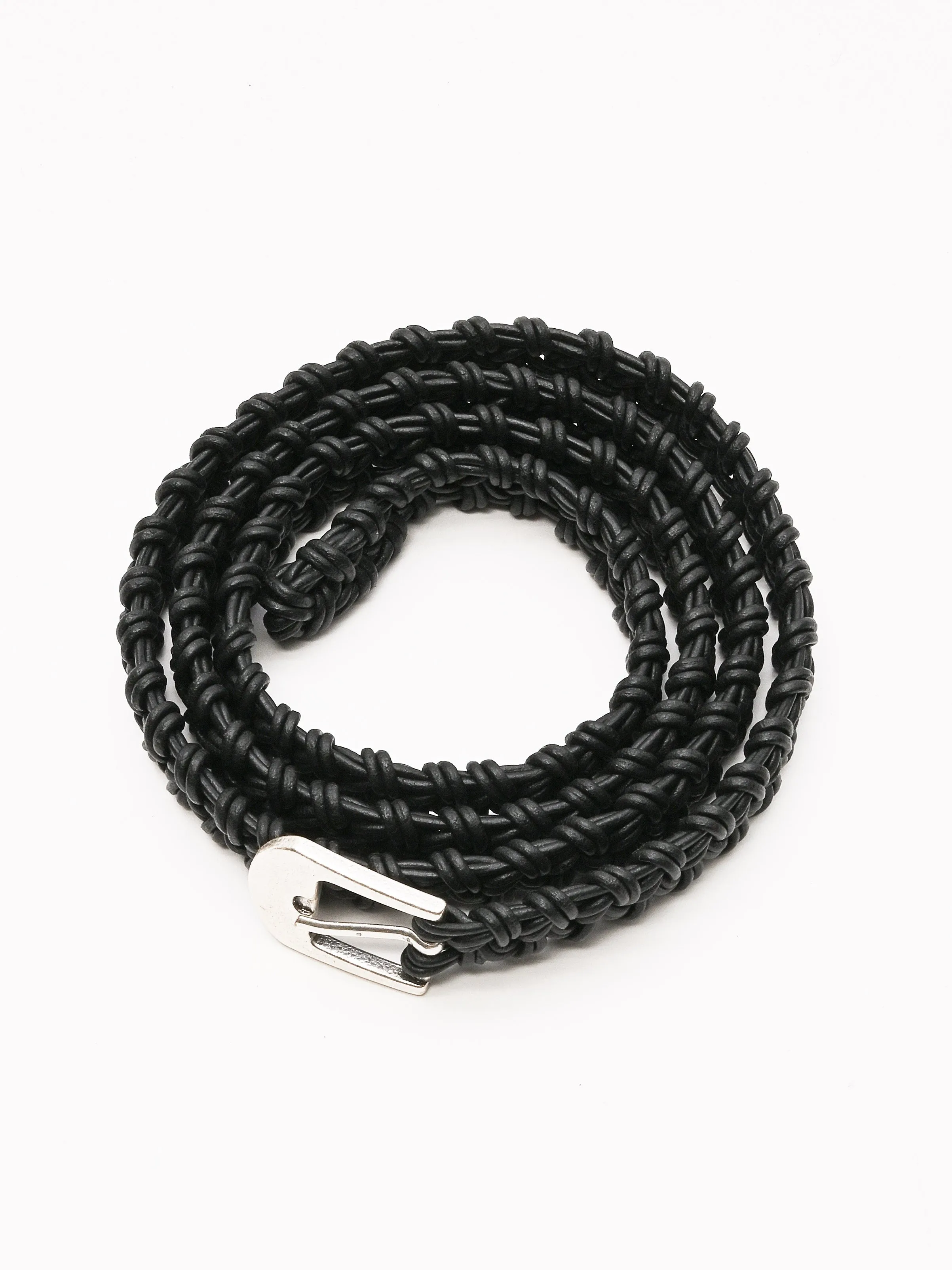 Black Hand-Braided Leather Belt