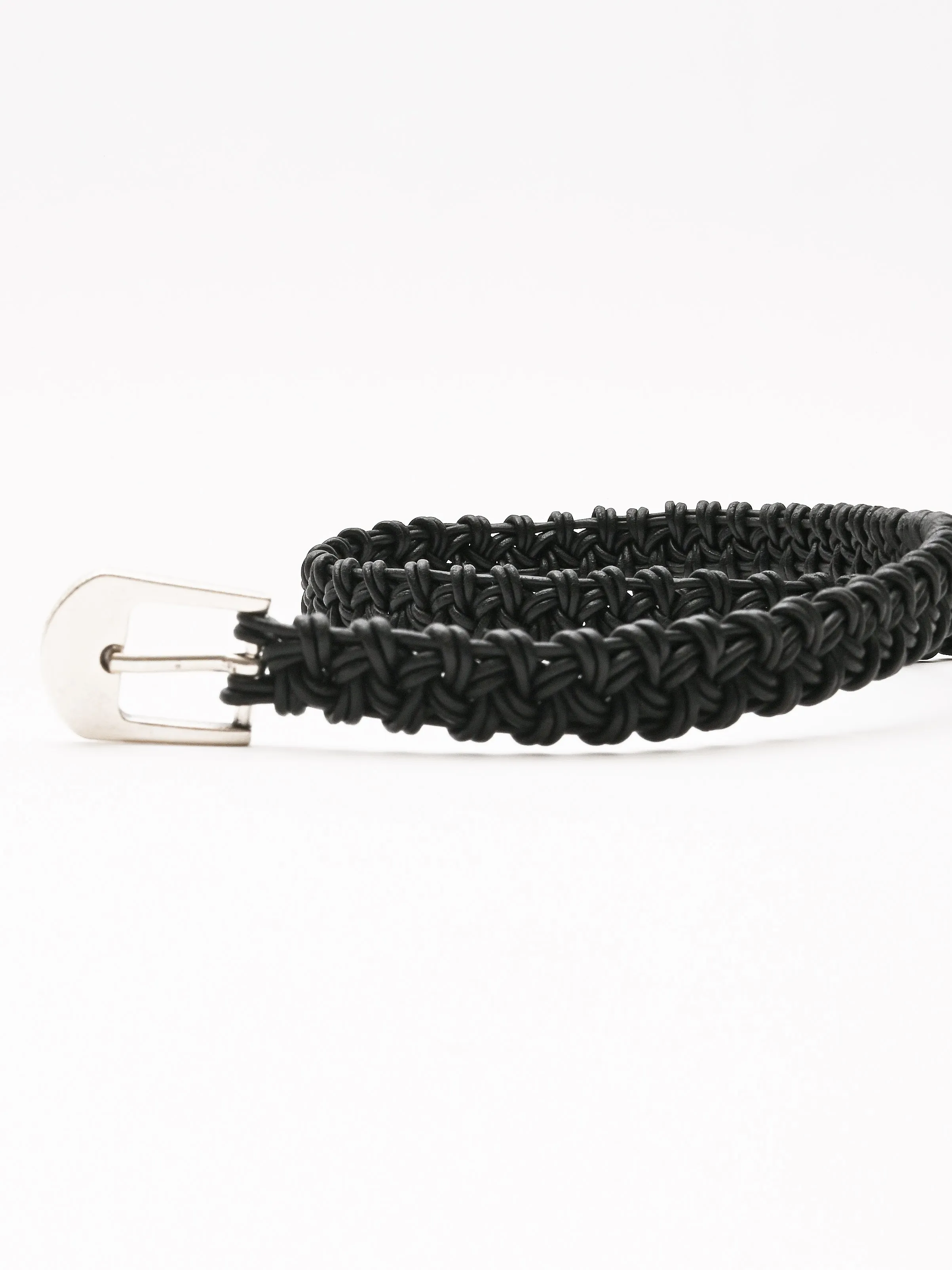 Black Hand-Braided Leather Belt