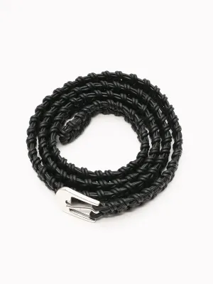 Black Hand-Braided Leather Belt