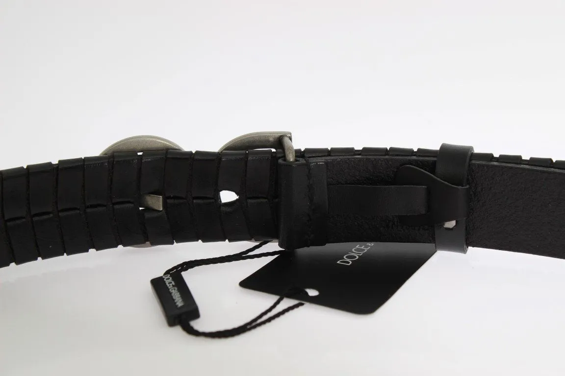 Black Leather Silver Buckle Belt