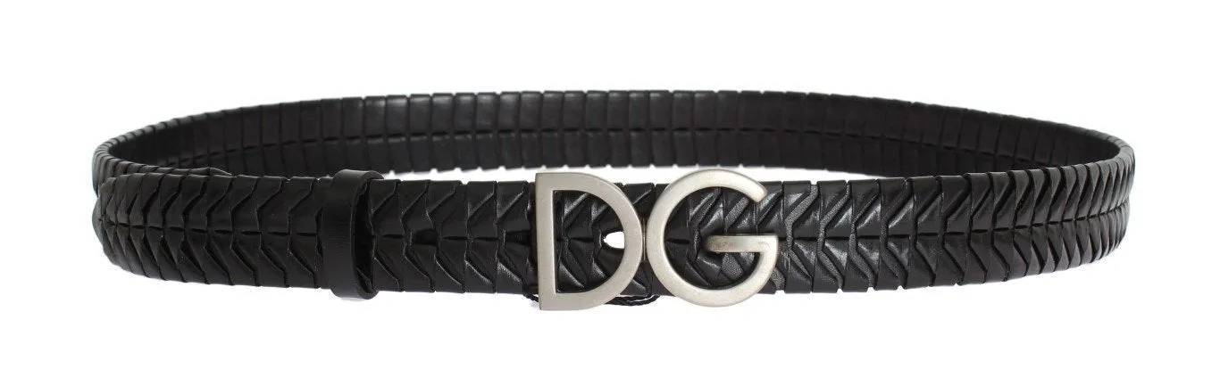Black Leather Silver Buckle Belt