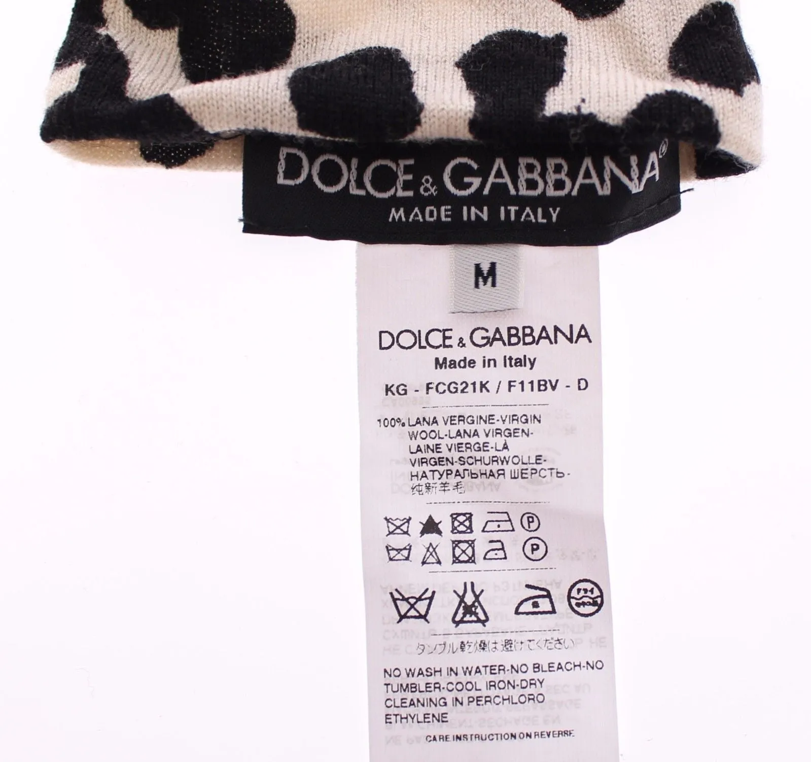 Black White Classic Leopard Print Wrist Wool Gloves