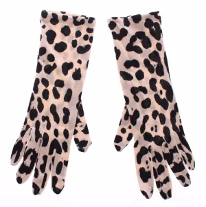 Black White Classic Leopard Print Wrist Wool Gloves