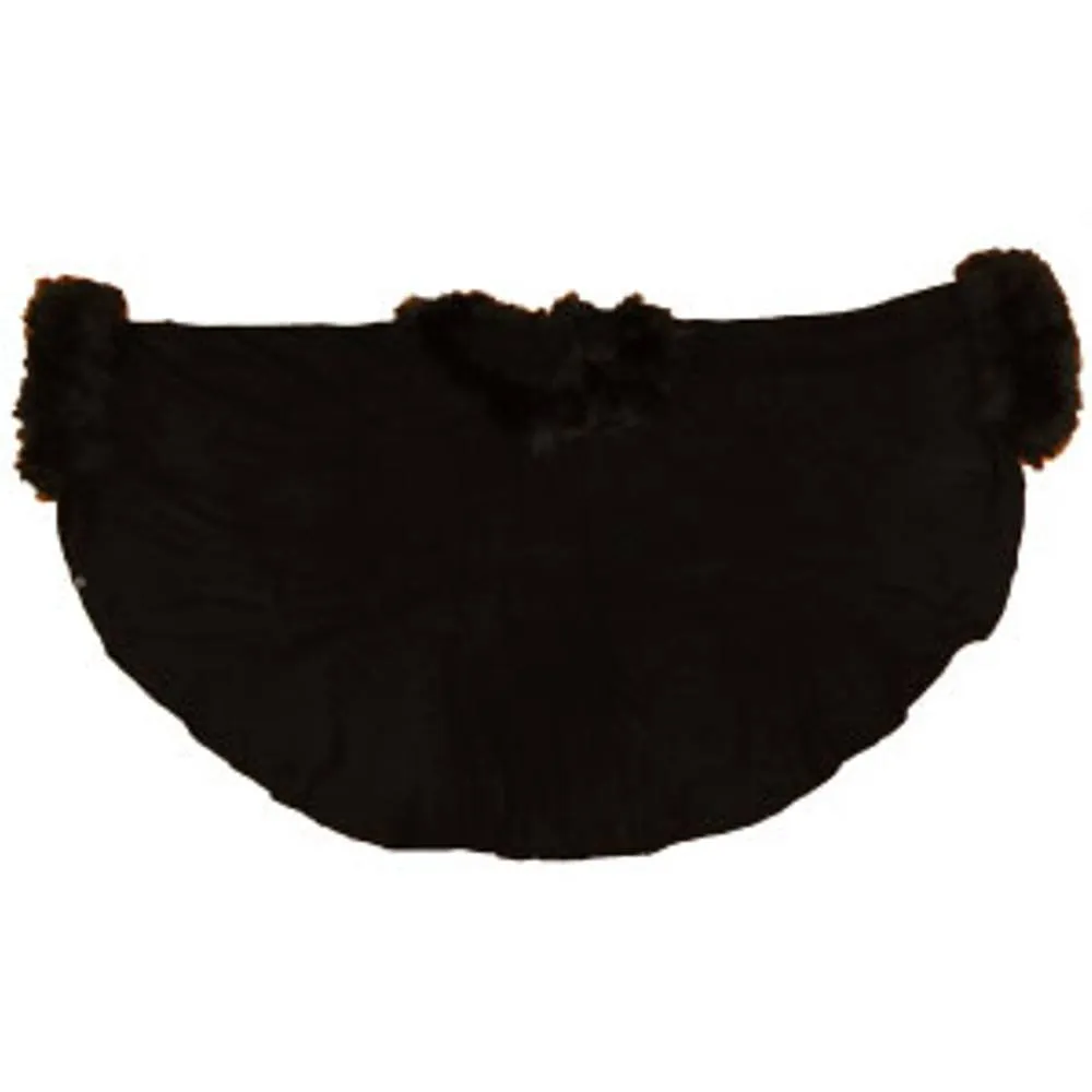 Black Wool Cashmere Poncho With Faux Fur One Size Fits Most