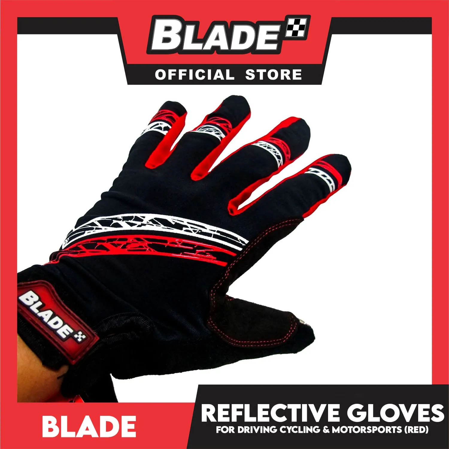 Blade Motorcycle Gloves Full Finger Reflective Color Pair Large- For Bicycle, Motorcycle, Full Palm Protection & Extra Grip