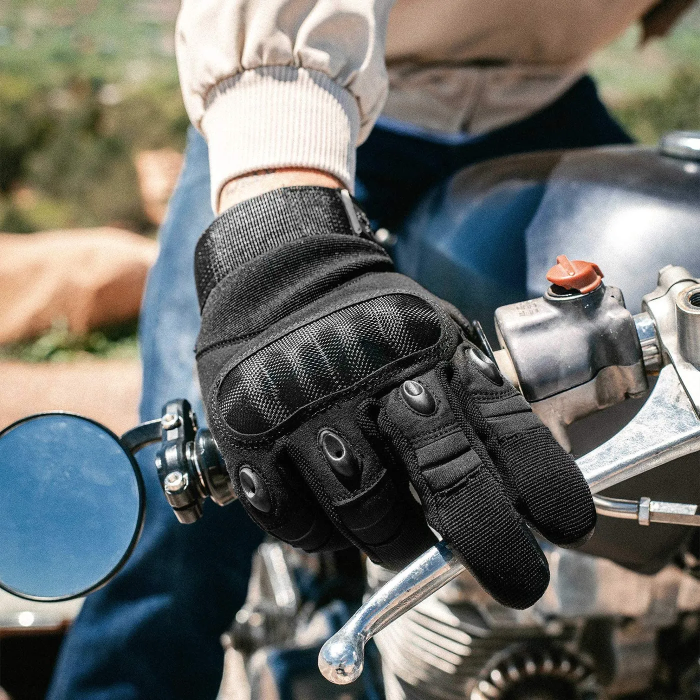 Blade Motorcycle Gloves XL Pair (Black)- Full Finger Gloves for Cycling Motorbike ATV Hunting Hiking Riding Climbing Operating Work Sports Gloves