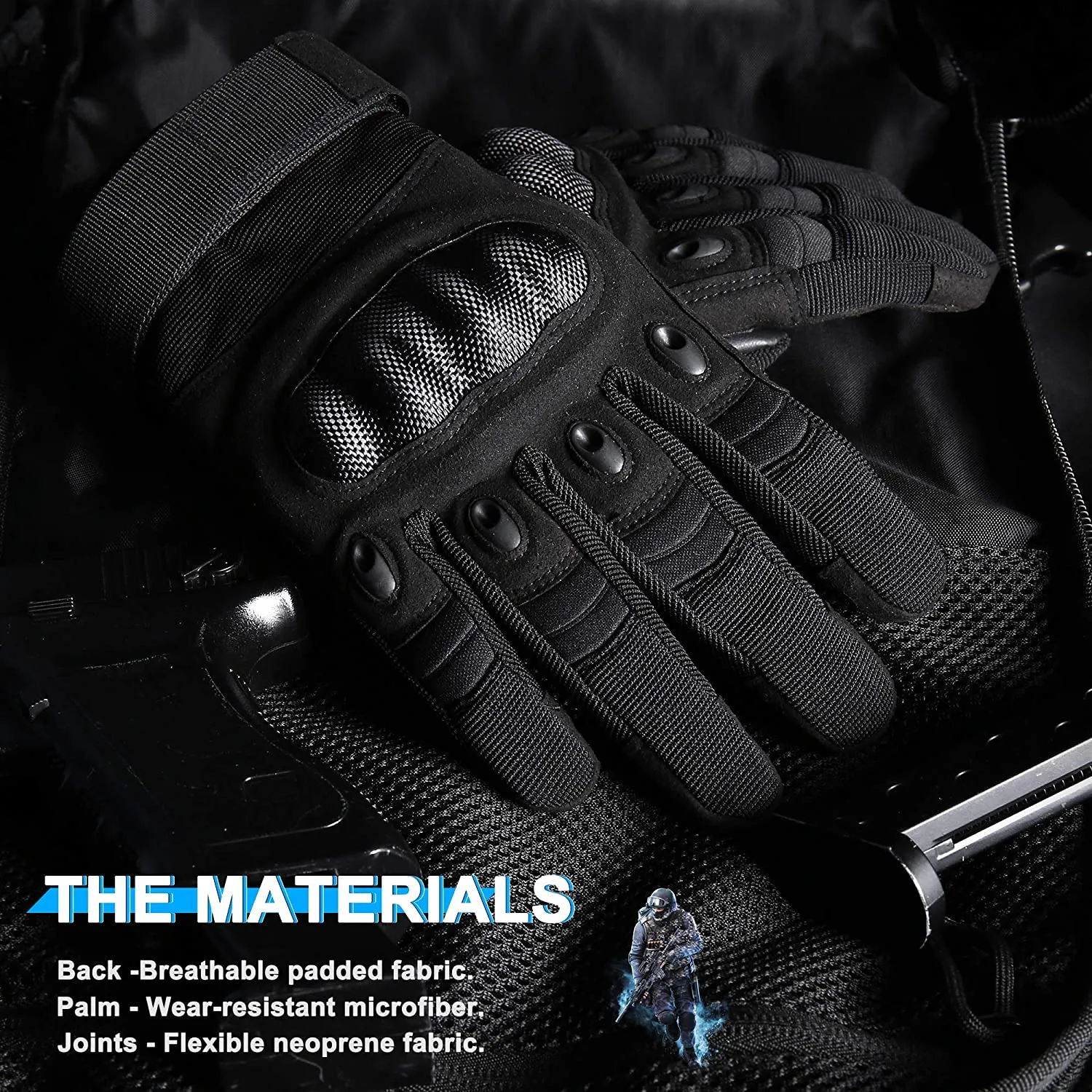 Blade Motorcycle Gloves XL Pair (Black)- Full Finger Gloves for Cycling Motorbike ATV Hunting Hiking Riding Climbing Operating Work Sports Gloves