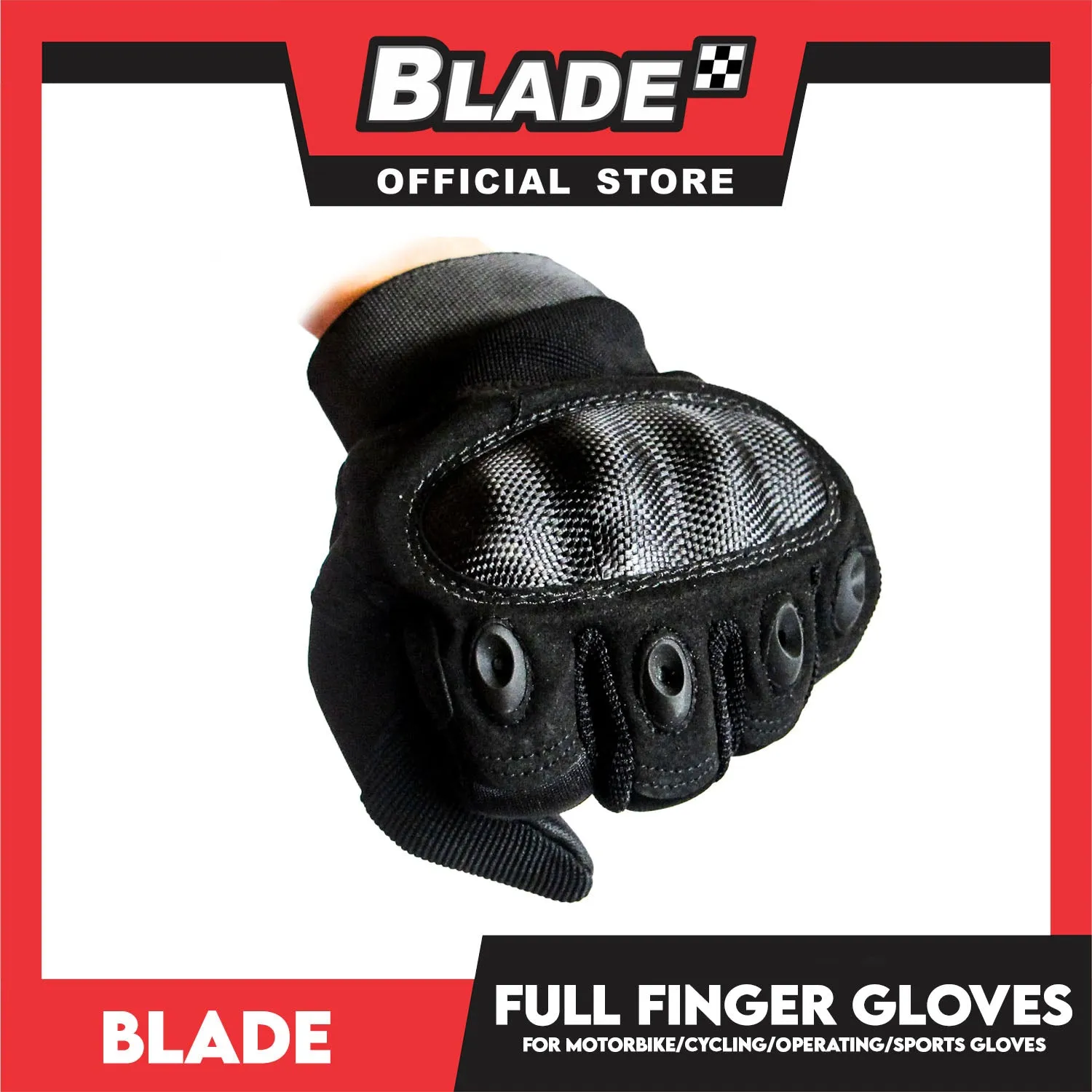 Blade Motorcycle Gloves XL Pair (Black)- Full Finger Gloves for Cycling Motorbike ATV Hunting Hiking Riding Climbing Operating Work Sports Gloves