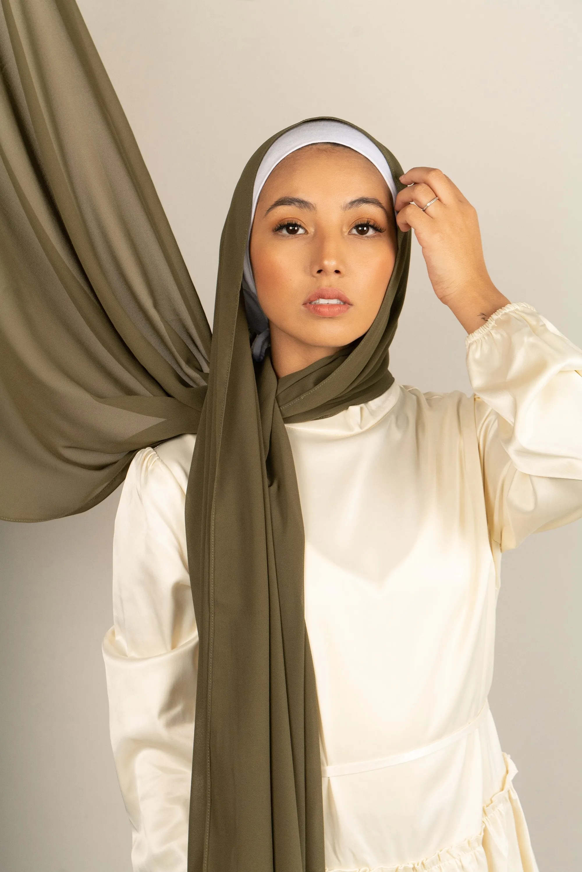 BLUSHING BASIL Georgette Chiffon Scarf