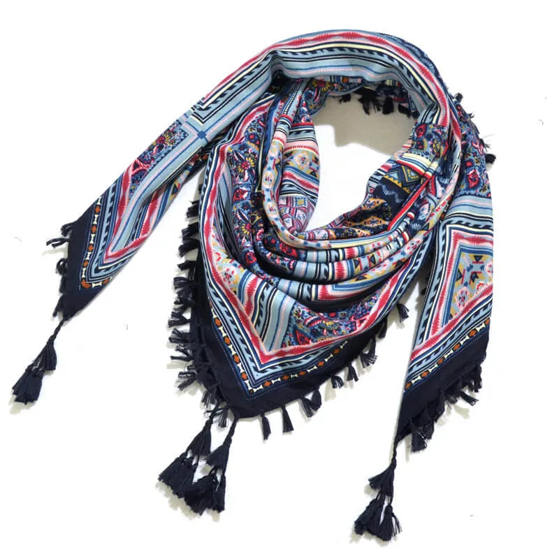 Bohemian Shawl Scarf Tribal Jacquard Fringed Ethnic Shawl Scarf For Women Blankets Shawl Ponchos Capes 115x115