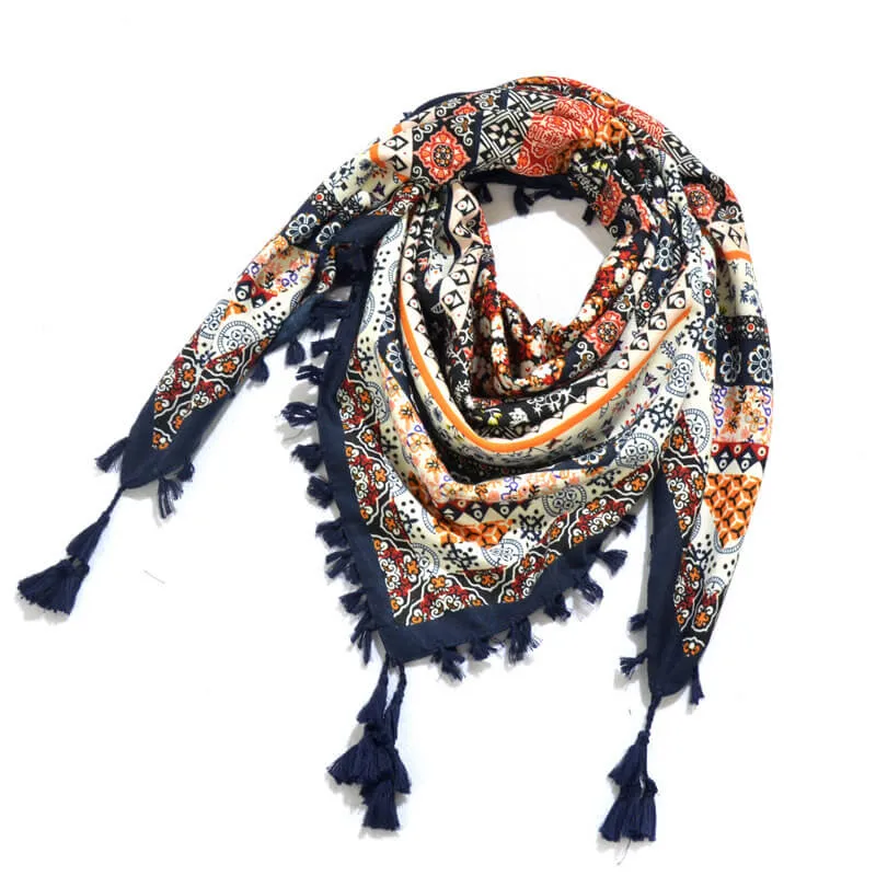 Bohemian Shawl Scarf Tribal Jacquard Fringed Ethnic Shawl Scarf For Women Blankets Shawl Ponchos Capes 115x115