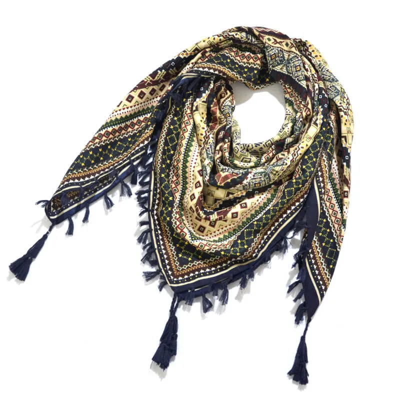 Bohemian Shawl Scarf Tribal Jacquard Fringed Ethnic Shawl Scarf For Women Blankets Shawl Ponchos Capes 115x115