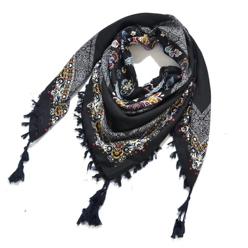 Bohemian Shawl Scarf Tribal Jacquard Fringed Ethnic Shawl Scarf For Women Blankets Shawl Ponchos Capes 115x115