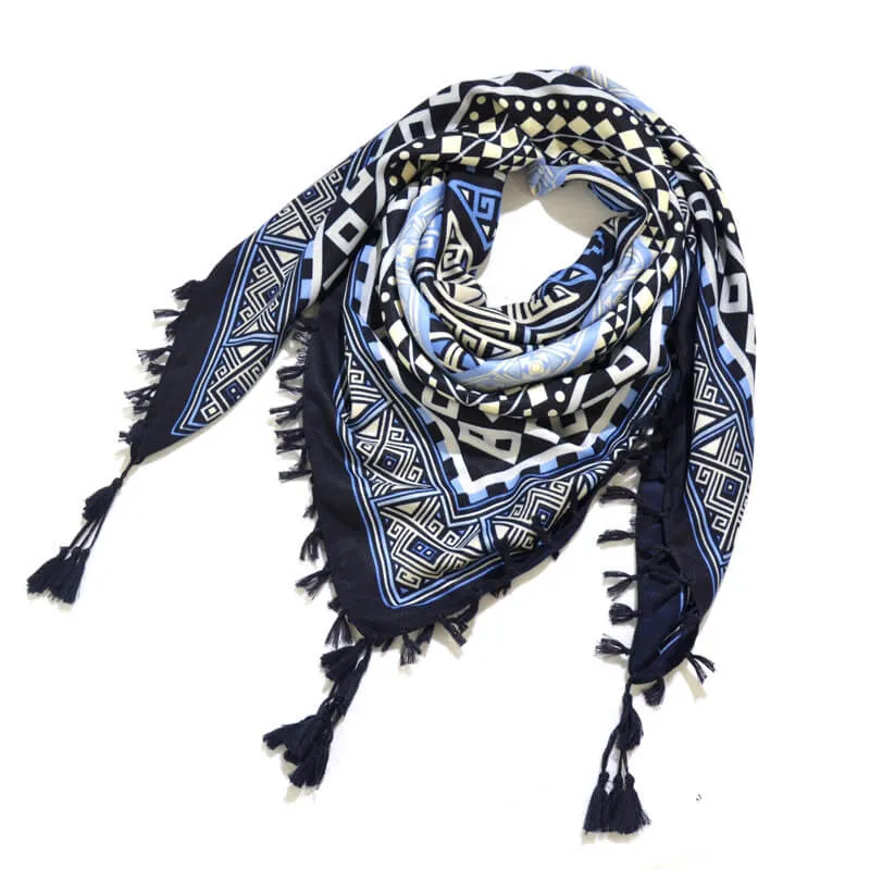 Bohemian Shawl Scarf Tribal Jacquard Fringed Ethnic Shawl Scarf For Women Blankets Shawl Ponchos Capes 115x115