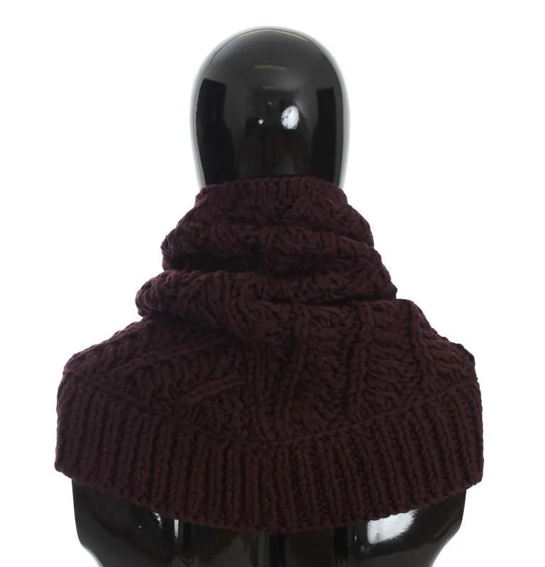 Bordeaux Wool Knitted Scarf