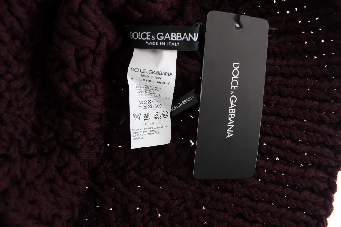 Bordeaux Wool Knitted Scarf