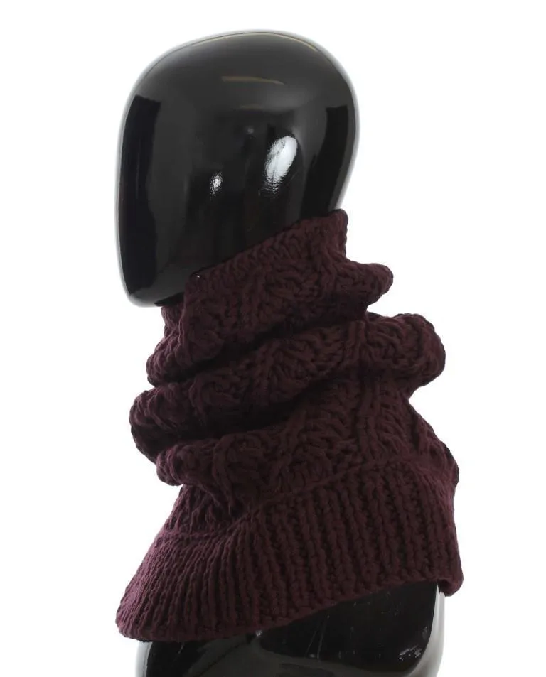 Bordeaux Wool Knitted Scarf