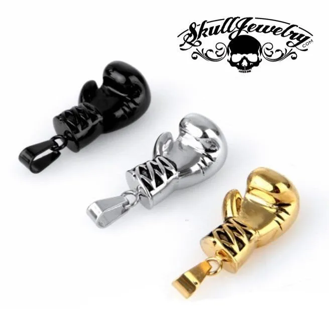 Boxing Glove Pendant; Stainless, Black or Gold