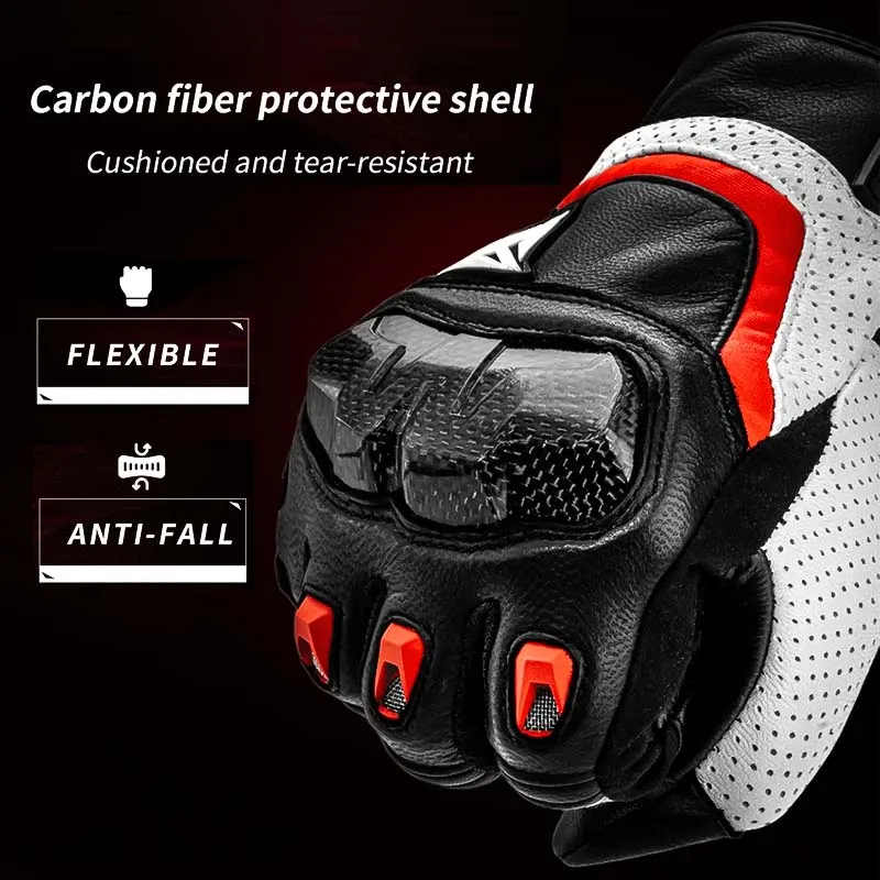 Breathable Sheepskin Leather Motorcycle Gloves