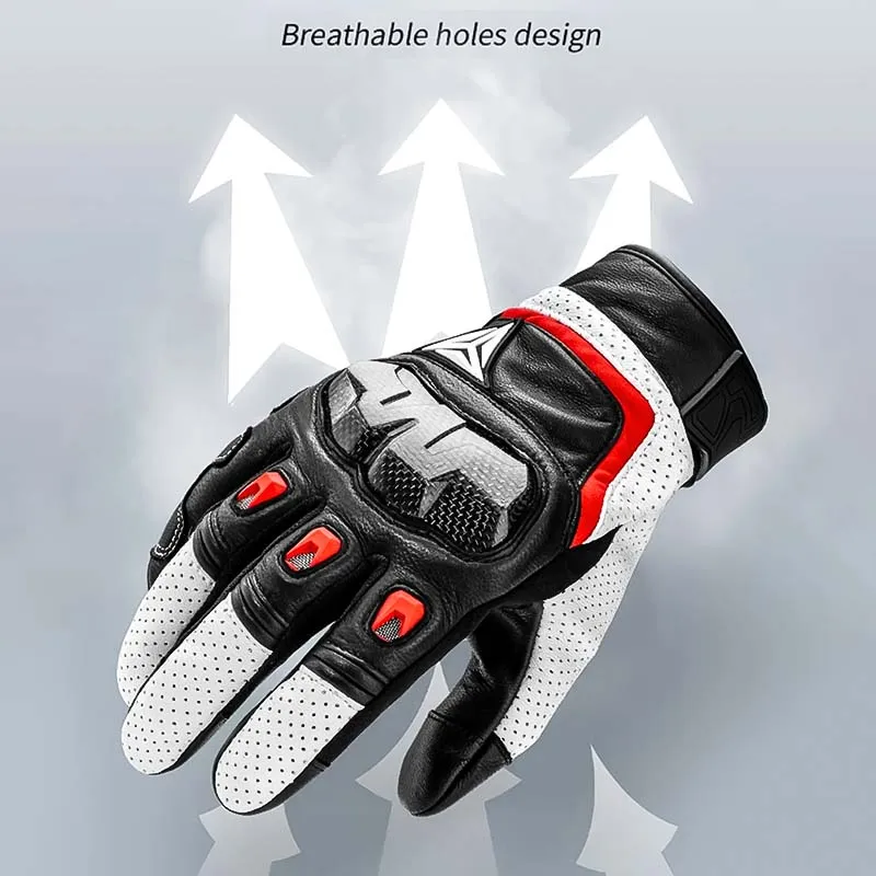 Breathable Sheepskin Leather Motorcycle Gloves
