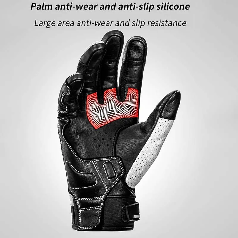 Breathable Sheepskin Leather Motorcycle Gloves