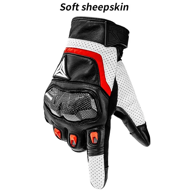 Breathable Sheepskin Leather Motorcycle Gloves